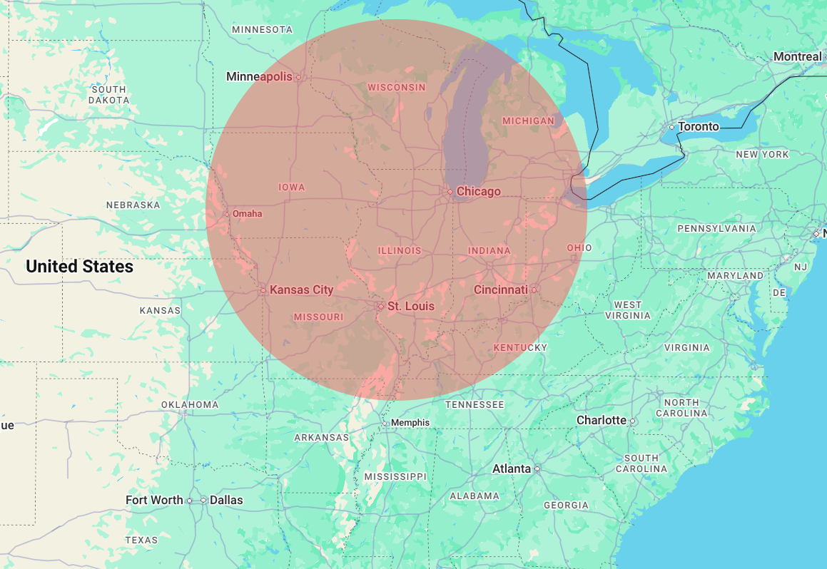 Midwest Service Area Coverage Map