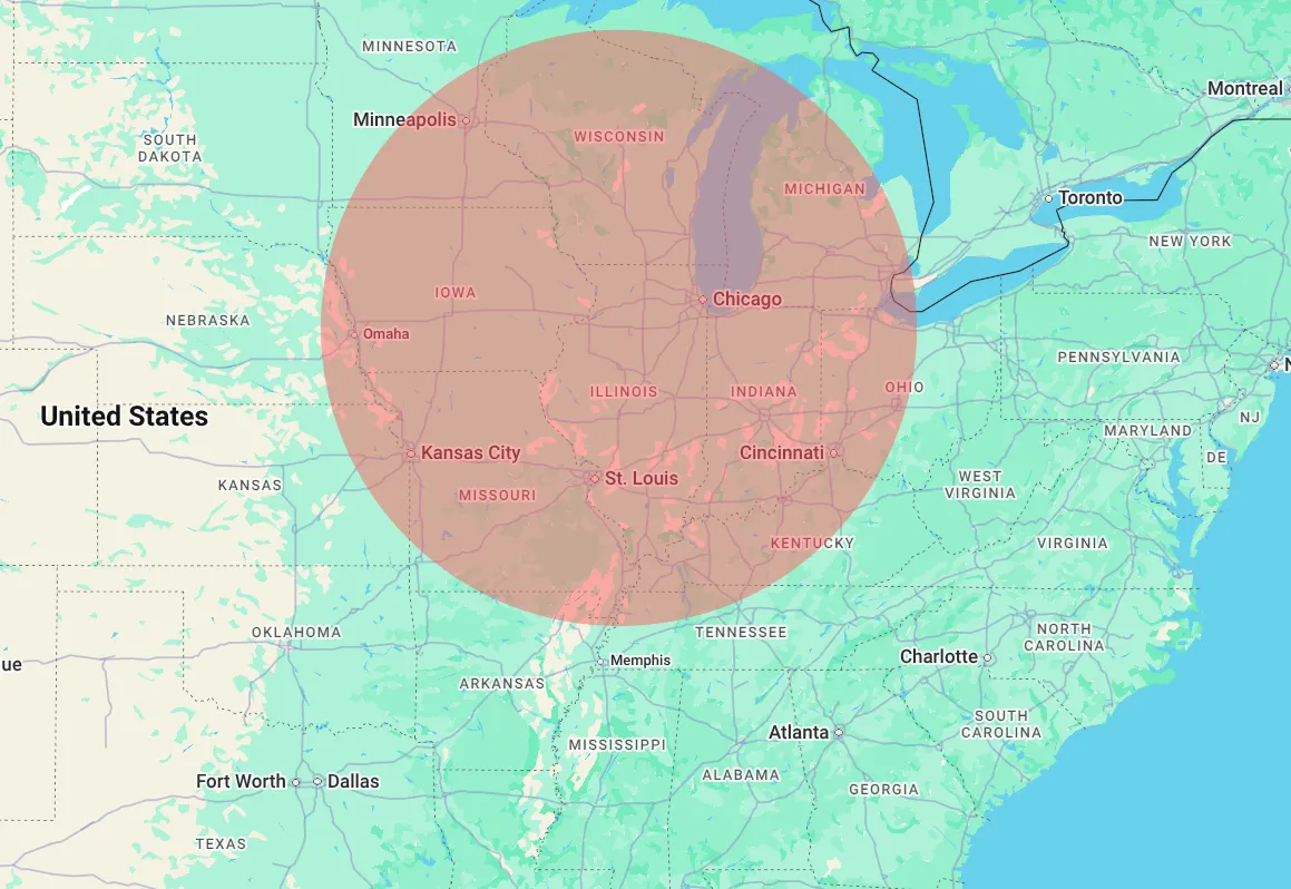 Midwest Service Area Coverage Map